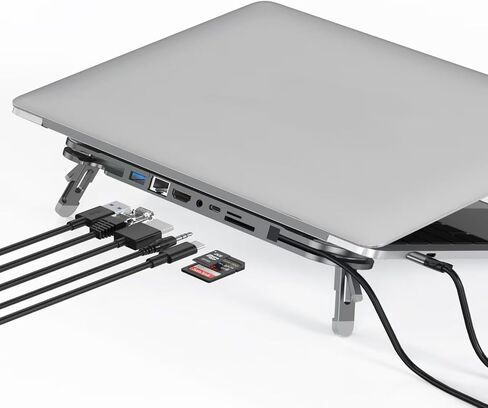 USB C Laptop Docking Station Stand, USB-C Hub 7 in 1 Multiport Adapter with 4K HDMI, Gigabit Ethernet, USB A 3.0, PD 100W Charge, Universal Docking Stations for MacBook Pro/Air/Dell/HP/Surface/Lenovo in Saudi Arabia