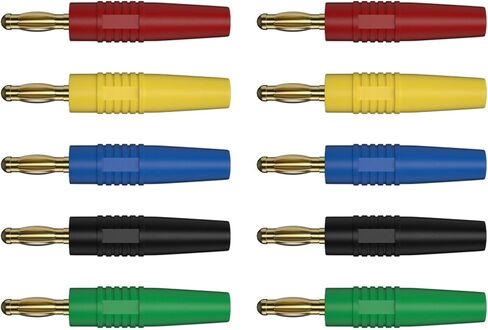 10PCS 4MM Gold Plated Banana Weld with Wire Cable Electrical Connector Accessories Q.10012(5 Colors x 2) in Saudi Arabia