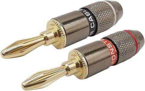 2 قطعة محول الموز مطلية بالذهب الموز مكبر صوت سلك كابل موصل المقابس المسمار موصلات محطة الموز (2 قطعة أسود) in Kuwait