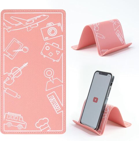 حامل الهاتف اللوحي بزاوية قابلة للتعديل، قوي عالمي لجميع الهواتف الذكية - قابل للطي ومحمول للمكتب، السفر، المنزل، المطبخ، السرير، جهاز المشي، الطائرة، وردي in Kuwait