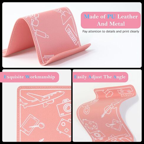 حامل الهاتف اللوحي بزاوية قابلة للتعديل، قوي عالمي لجميع الهواتف الذكية - قابل للطي ومحمول للمكتب، السفر، المنزل، المطبخ، السرير، جهاز المشي، الطائرة، وردي in Kuwait