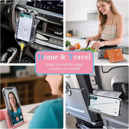 حامل الهاتف اللوحي بزاوية قابلة للتعديل، قوي عالمي لجميع الهواتف الذكية - قابل للطي ومحمول للمكتب، السفر، المنزل، المطبخ، السرير، جهاز المشي، الطائرة، وردي in Kuwait