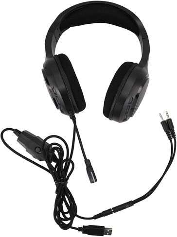 Eujgoov RGB Colorful Lights Adjustable Wired Computer Gaming Headset with Good Sound Experience for Ps5, Switch, Tablets in Saudi Arabia