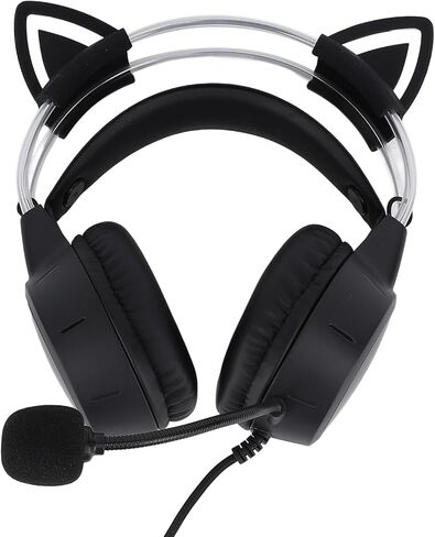 Eujgoov Cat Ear RGB Gaming Headset with Mic, Wired Headphone for Laptop PC, Series X S, PS4, Switch, Noise Cancelling Gaming Headset with Detachable Cat Ears in Saudi Arabia