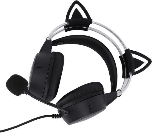Eujgoov Cat Ear RGB Gaming Headset with Mic, Wired Headphone for Laptop PC, Series X S, PS4, Switch, Noise Cancelling Gaming Headset with Detachable Cat Ears in Saudi Arabia
