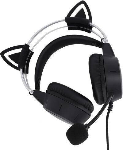 Eujgoov Cat Ear RGB Gaming Headset with Mic, Wired Headphone for Laptop PC, Series X S, PS4, Switch, Noise Cancelling Gaming Headset with Detachable Cat Ears in Saudi Arabia