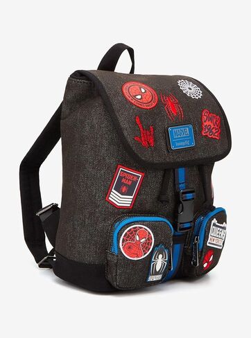 حقيبة ظهر صغيرة من Loungefly Marvel Spider-Man Icons Patches - BoxLunch حصرية متعددة الاستخدامات in Kuwait