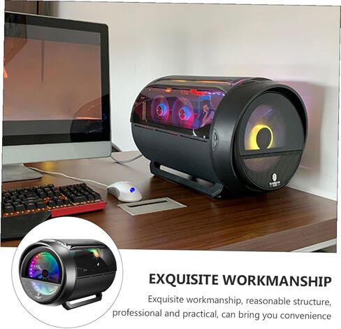 حافظة كمبيوتر NUOBESTY Matx Round RGB لتبريد المياه مع زجاج مقسى، هيكل مكتبي معدل للمكتب المنزلي وأجهزة الكمبيوتر المخصصة للألعاب، أسود in Kuwait