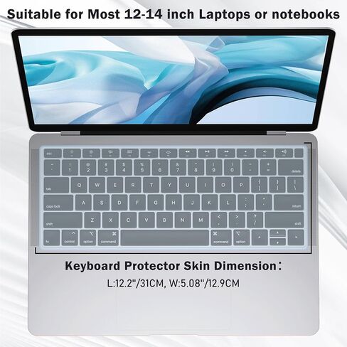 EKIND 2 Sheets Universal Waterproof and Dustproof Keyboard Cover for 12-14 Inch Laptops, with Keypad Keyboard Cover Size (L:12.2" x W:5.08"), Ultra Thin Silicone Skin Protector (Blue) in Saudi Arabia