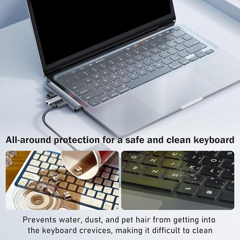 EKIND 2 Sheets Universal Waterproof and Dustproof Keyboard Cover for 12-14 Inch Laptops, with Keypad Keyboard Cover Size (L:12.2" x W:5.08"), Ultra Thin Silicone Skin Protector (Blue) in Saudi Arabia