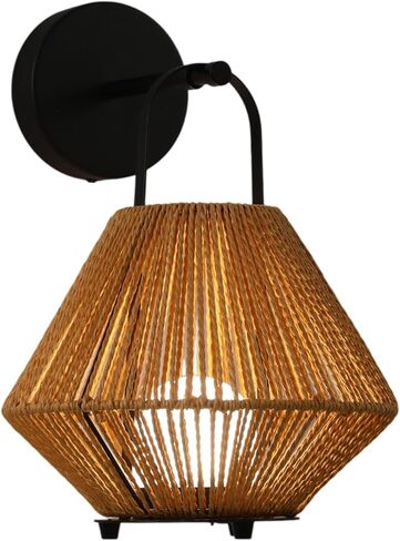 Rechargeable Portable Table Lamp with Woven Rattan Shade – Wall-Mountable Cordless LED Bedside Lamp for Bedroom, Nursery & Outdoor Use in Saudi Arabia