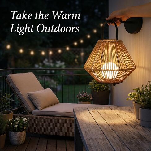 Rechargeable Portable Table Lamp with Woven Rattan Shade – Wall-Mountable Cordless LED Bedside Lamp for Bedroom, Nursery & Outdoor Use in Saudi Arabia