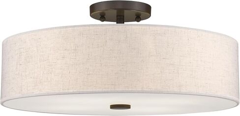 Livex Lighting 52136-92 مجموعة Meridian 4-Light انتقالية للسقف مع غطاء مقوى من القماش بلون الشوفان، برونزي إنجليزي in Saudi Arabia