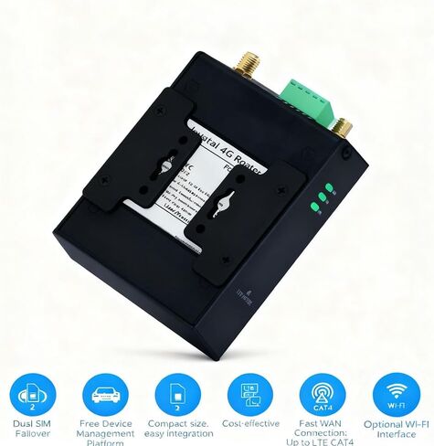 Industrial IoT 4G LTE Cellular Router, LTE CAT4 + WiFi Router, Dual SIM Card Slots, Cloud Management, RS232/RS485 Support, US Full Frequency Band Supported, Support T-Mobile, AT&T & Verizon in Kuwait