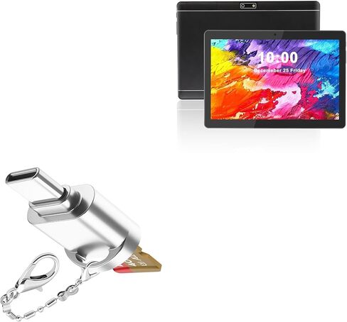 BoxWave Adapter Compatible With Veidoo Tablet (10 in) - micro SD Card miniReader, USB Type-C OTG Reader USB3.0 Adapter Keychain - Metallic Silver in Saudi Arabia