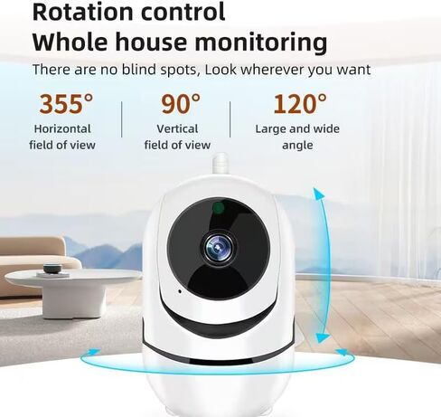قطعة واحدة من كاميرا أمان WiFi لاسلكية، كاميرا أمان داخلية/خارجية 2.4 جيجا هرتز، تتبع تلقائي، رؤية ليلية، تدعم الصوت ثنائي الاتجاه، كبار السن والشاشة (بدون إزالة الشاحن)، خارجي in Kuwait