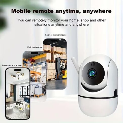 قطعة واحدة من كاميرا أمان WiFi لاسلكية، كاميرا أمان داخلية/خارجية 2.4 جيجا هرتز، تتبع تلقائي، رؤية ليلية، تدعم الصوت ثنائي الاتجاه، كبار السن والشاشة (بدون إزالة الشاحن)، خارجي in Kuwait