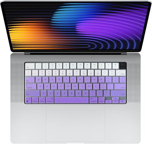 غطاء لوحة مفاتيح Allinside MacBook لجهاز Pro 14 بوصة/16 ​​بوصة (M2/M3/M4، 2021-2025) وAir 13 بوصة/15 بوصة (M1/M2/M3/M4 Pro/Max، 2022-2025)، غلاف حماية للوحة مفاتيح الكمبيوتر المحمول، تصميم US ANSI، أحمر وردي متدرج in Kuwait