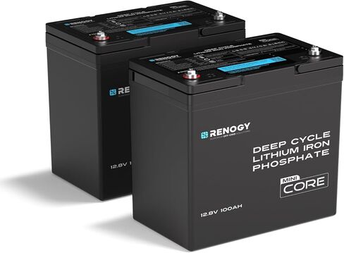 Lithium Battery Mini 12.8V 100AH LiFePO4 Battery, 100A BMS, Size 9.02 x 5.43 x 8.39, 21.8 LBS, Deep Cycle Batteries/Monitor-Compatible, Great for Trolling Motor, RV, Off-Grid, Black in Kuwait