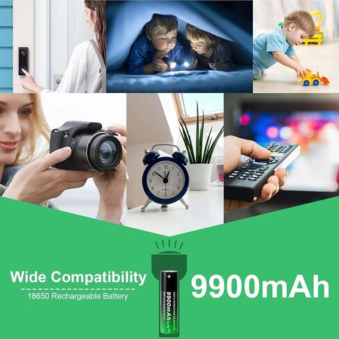 18650 بطارية قابلة للشحن 9900 مللي أمبير 3.7 فولت بطاريات ليثيوم أيون 18650 بطارية مسطحة 2 حزمة للمصابيح الأمامية والمصابيح الأمامية in Kuwait