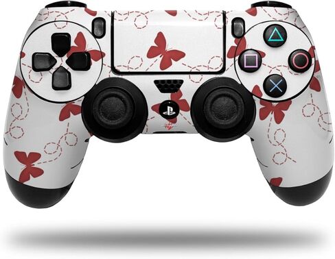 Vinyl Decal Skin Compatible with Sony PS4 Controller PlayStation 4 Original Slim and Pro Pastel Butterflies Red on White (Controller NOT Included) in Saudi Arabia