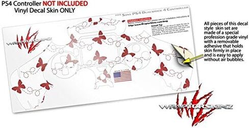Vinyl Decal Skin Compatible with Sony PS4 Controller PlayStation 4 Original Slim and Pro Pastel Butterflies Red on White (Controller NOT Included) in Saudi Arabia