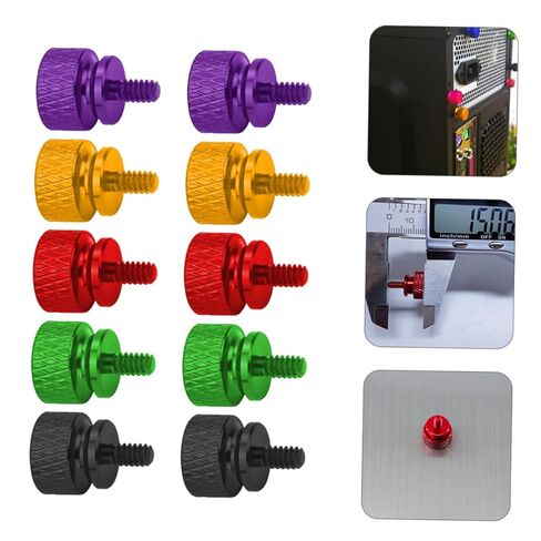 Veemoon 10 Pcs Aluminum Alloy Computer Chassis Thumb Screws Kit, Knurled Thumbscrews for PC Case, DIY Multi-Color (Gold, Black, Purple, Red, Green) Replacement for Motherboard Fixing in Saudi Arabia