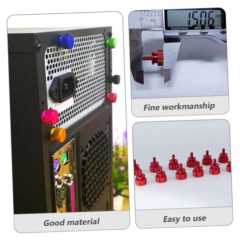 Veemoon 10 Pcs Aluminum Alloy Computer Chassis Thumb Screws Kit, Knurled Thumbscrews for PC Case, DIY Multi-Color (Gold, Black, Purple, Red, Green) Replacement for Motherboard Fixing in Saudi Arabia
