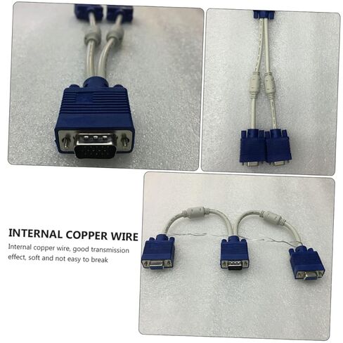 2pcs Vga Video Splitter Male to Dual Female Adapter Cable Vga Monitor Cable for Supports Same Content Output Compact and Lightweight Design in Saudi Arabia