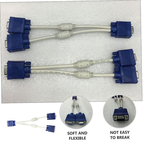2pcs Vga Video Splitter Male to Dual Female Adapter Cable Vga Monitor Cable for Supports Same Content Output Compact and Lightweight Design in Saudi Arabia