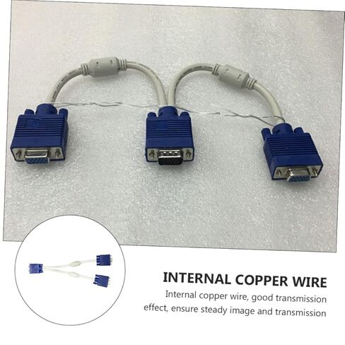 2pcs Vga Video Splitter Male to Dual Female Adapter Cable Vga Monitor Cable for Supports Same Content Output Compact and Lightweight Design in Saudi Arabia