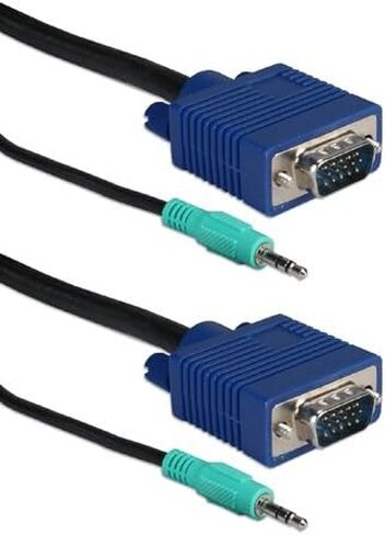 كابل كومبو فائق الجودة ثلاثي الدرع VGA HD15 و3.5 ملم ذكر إلى ذكر بطول 100 قدم in Saudi Arabia