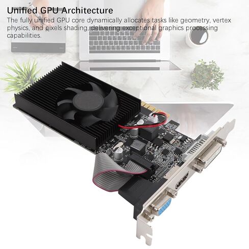 Computer Video Card, 1GB DDR3 64 Bit 589MHz Memory, 500MHz Core, HDMI DVI VGA Graphics Card with Low Noise and HD Multimedia Interface for Working in Kuwait