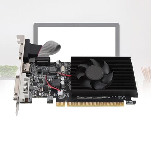 Computer Video Card, 1GB DDR3 64 Bit 589MHz Memory, 500MHz Core, HDMI DVI VGA Graphics Card with Low Noise and HD Multimedia Interface for Working in Kuwait