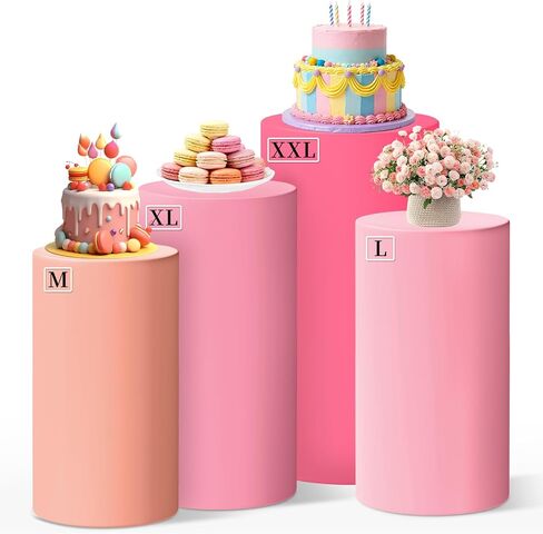Set of 4 Cylinder Pedestal Covers, Multiple Sizes Pedestal Stand Cover Cylinder Stands Cover for Party Cylinder Covers for Party Birthday Wedding Parties Dessert Tables Decor in Saudi Arabia