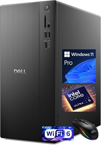كمبيوتر مكتبي للأعمال ETC1250 من Dell - معالج Intel 10-core Ultra 5 225 (>Ultra 7 165H)، وذاكرة DDR5 سعة 32 جيجابايت ومحرك أقراص SSD سعة 1 تيرابايت، وWi-Fi6 DisplayPort Type-C Win11Home مع برنامج Copilot AI in Kuwait
