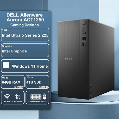 كمبيوتر مكتبي للأعمال ETC1250 من Dell - معالج Intel 10-core Ultra 5 225 (>Ultra 7 165H)، وذاكرة DDR5 سعة 32 جيجابايت ومحرك أقراص SSD سعة 1 تيرابايت، وWi-Fi6 DisplayPort Type-C Win11Home مع برنامج Copilot AI in Kuwait