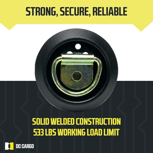 DC Cargo Mall 4 D-Ring Tie-Downs with Plastic Pan Fittings, Anchor Trailer Cargo Load with Floor Flush Surface Mount D-Rings; Safe Tie-Down Working Limit 533 pounds in Saudi Arabia