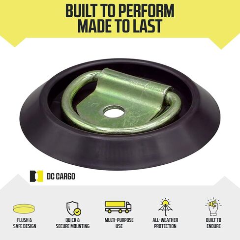 DC Cargo Mall 4 D-Ring Tie-Downs with Plastic Pan Fittings, Anchor Trailer Cargo Load with Floor Flush Surface Mount D-Rings; Safe Tie-Down Working Limit 533 pounds in Saudi Arabia