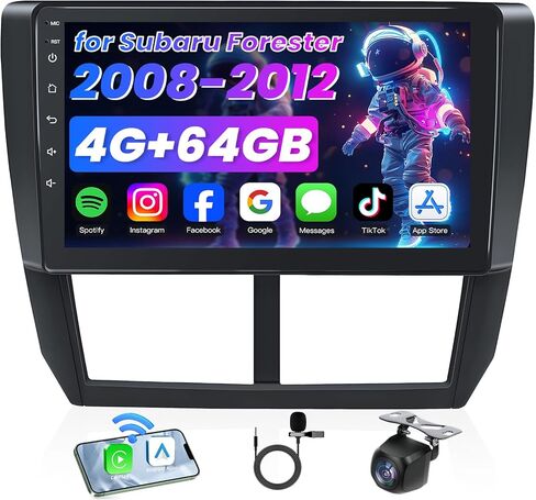 4G + 64GB راديو السيارة ستيريو لسوبارو فورستر امبريزا WRX 2008-2012: 9 بوصة Android 13 HD IPS شاشة لمس بديلة CarPlay&Android Auto GPS 5GWiFi Head Unit Bluetooth5.0 SWC+كاميرا احتياطية FM in Kuwait
