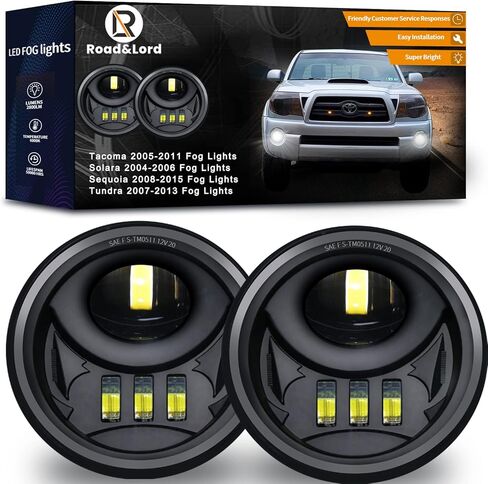 مصابيح ضباب LED لـ Tacoma 2005-2011/ Tundra 2007-2013/ Solara 2004-2006/ Sequoia 2008-2015، مصابيح ضباب أكثر سطوعًا مجموعة مصابيح الضباب للقيادة - مجموعة معتمدة من DOT (كروم) in Kuwait
