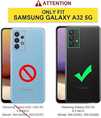 حافظة هاتف LeYi لهاتف Galaxy A32-5G: [𝐍𝐎𝐓 𝐅𝐈𝐓 𝟒𝐆] حافظة Samsung A32 5G مع واقي شاشة Galaxy A32 5G X 2، غطاء كاميرا ومسند، درجة عسكرية لحافظة هاتف Samsung A32، أسود in Kuwait