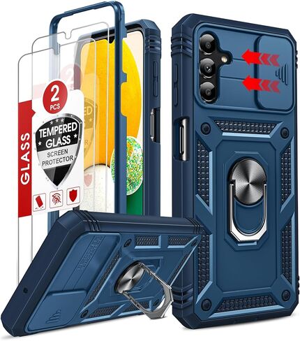 LeYi Samsung Galaxy A13-5G Phone Case: [𝐍𝐎𝐓 𝐅𝐈𝐓 𝟒𝐆 𝐋𝐄𝐓] Samsung A13 Phone Case with [2 Pcs] Tempered Glass, Slide Camer Cover & Military-Grade, Kickstand for Galaxy A13 5G Case, Black in Saudi Arabia