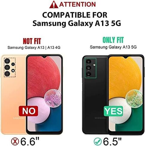 LeYi Samsung Galaxy A13-5G Phone Case: [𝐍𝐎𝐓 𝐅𝐈𝐓 𝟒𝐆 𝐋𝐄𝐓] Samsung A13 Phone Case with [2 Pcs] Tempered Glass, Slide Camer Cover & Military-Grade, Kickstand for Galaxy A13 5G Case, Black in Saudi Arabia