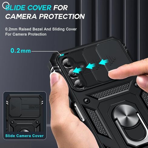 LeYi Samsung Galaxy A13-5G Phone Case: [𝐍𝐎𝐓 𝐅𝐈𝐓 𝟒𝐆 𝐋𝐄𝐓] Samsung A13 Phone Case with [2 Pcs] Tempered Glass, Slide Camer Cover & Military-Grade, Kickstand for Galaxy A13 5G Case, Black in Saudi Arabia