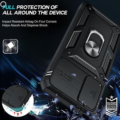LeYi Samsung Galaxy A13-5G Phone Case: [𝐍𝐎𝐓 𝐅𝐈𝐓 𝟒𝐆 𝐋𝐄𝐓] Samsung A13 Phone Case with [2 Pcs] Tempered Glass, Slide Camer Cover & Military-Grade, Kickstand for Galaxy A13 5G Case, Black in Saudi Arabia