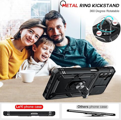 LeYi Samsung Galaxy A13-5G Phone Case: [𝐍𝐎𝐓 𝐅𝐈𝐓 𝟒𝐆 𝐋𝐄𝐓] Samsung A13 Phone Case with [2 Pcs] Tempered Glass, Slide Camer Cover & Military-Grade, Kickstand for Galaxy A13 5G Case, Black in Saudi Arabia