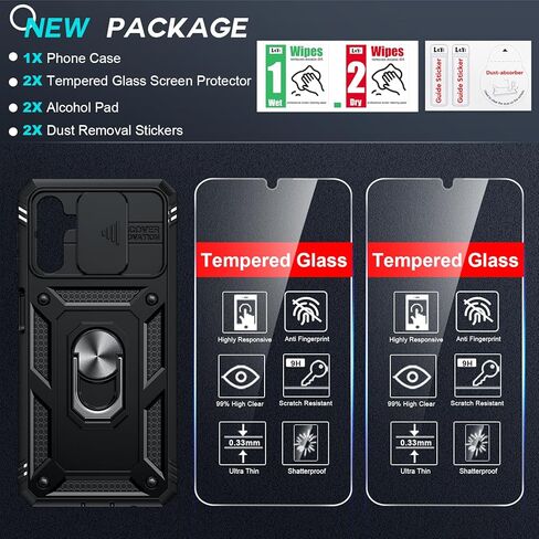 LeYi Samsung Galaxy A13-5G Phone Case: [𝐍𝐎𝐓 𝐅𝐈𝐓 𝟒𝐆 𝐋𝐄𝐓] Samsung A13 Phone Case with [2 Pcs] Tempered Glass, Slide Camer Cover & Military-Grade, Kickstand for Galaxy A13 5G Case, Black in Saudi Arabia