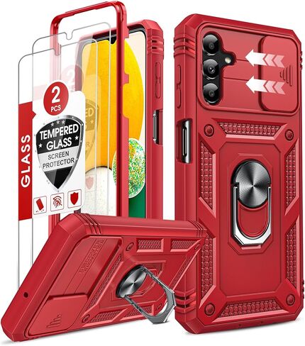 LeYi Samsung Galaxy A13-5G Phone Case: [𝐍𝐎𝐓 𝐅𝐈𝐓 𝟒𝐆 𝐋𝐄𝐓] Samsung A13 Phone Case with [2 Pcs] Tempered Glass, Slide Camer Cover & Military-Grade, Kickstand for Galaxy A13 5G Case, Black in Saudi Arabia
