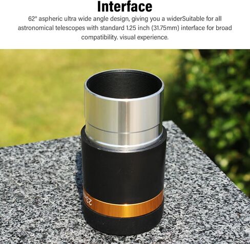 PUSOKEI 23mm Telescope Eyepiece, 1.25 Inch Ultra Wide 62 Degree Field of View with Fully Multi Coated Optics, for Astronomical Observation in Saudi Arabia
